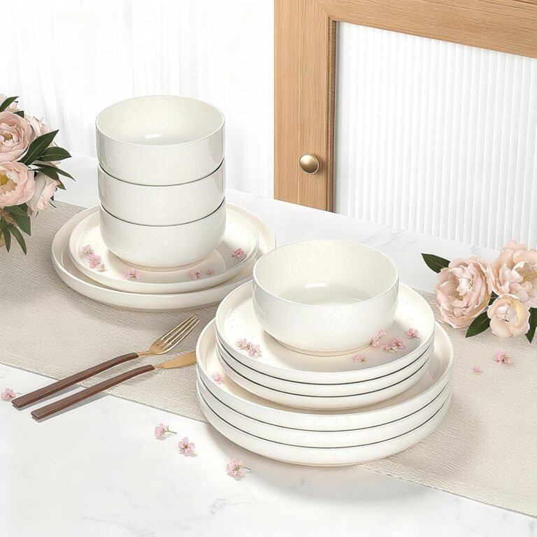 Cream White Ceramic Dinnerware Set (12 pieces/4 servings)