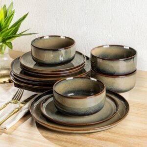 Handcrafted Reactive Glaze Ceramic Dinnerware Set (12 pieces/4 servings)